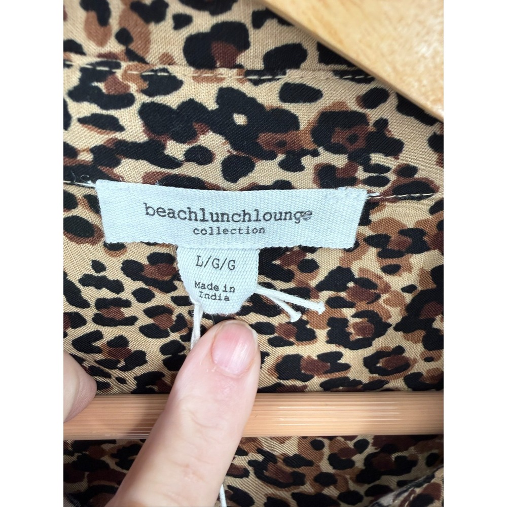 Beach Lunch Lounge Top Womens L Leopard Animal Print Casual Relaxed Art - Picture 5 of 9